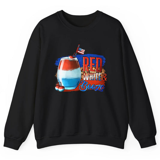 Red White & Booze Leopard US Flag 4th of July American Booze Unisex Crewneck Sweatshirt