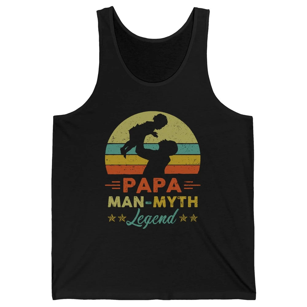 Papa Man Myth Legend Fathers Day Vintage Unisex Jersey Tank