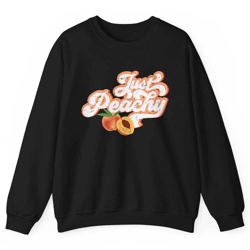 Retro Just Peachy Retro 70s Georgia Peaches Summer Fruit Unisex Crewneck Sweatshirt