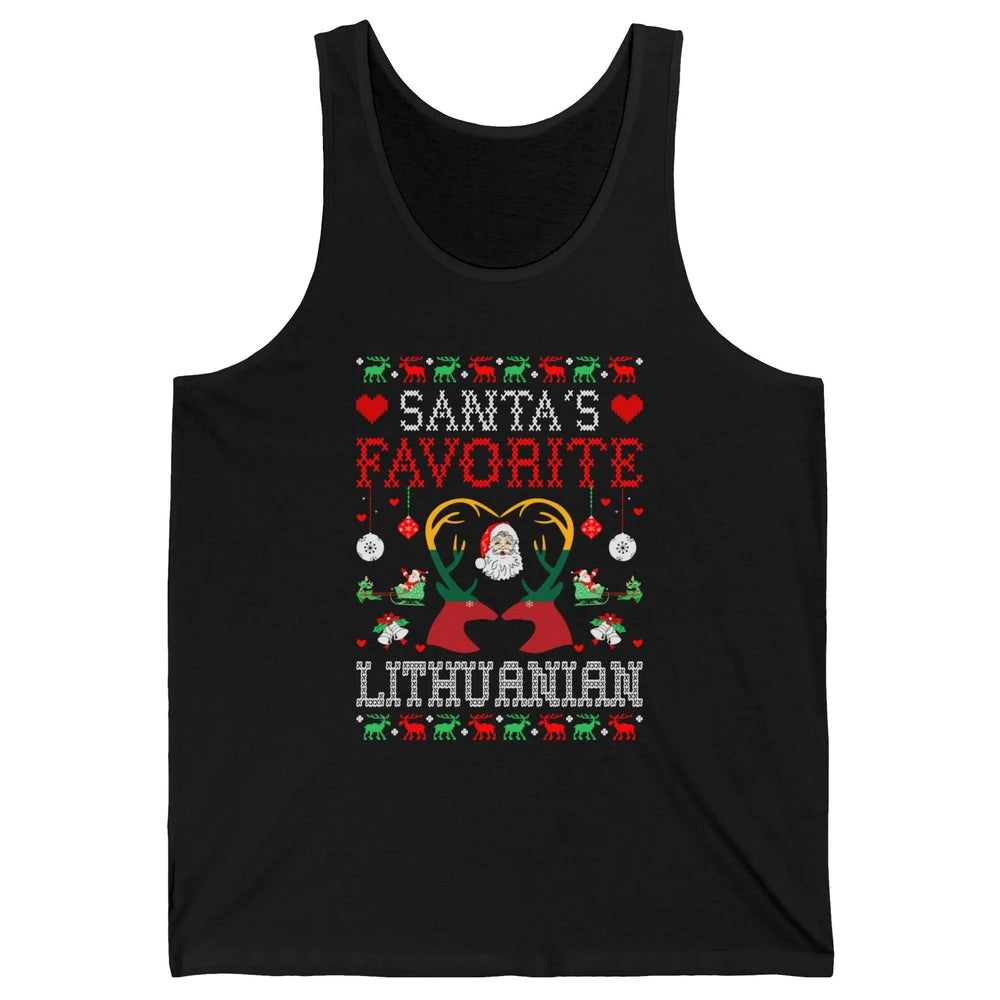 Merry Christmas Santa Favorite Lithuanian Xmas Ugly Santa Unisex Jersey Tank