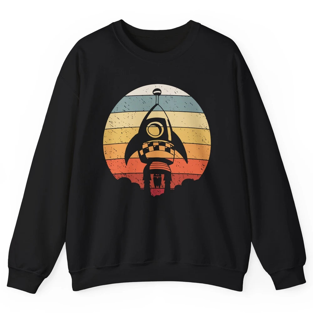 Retro Astronaut Spaceship Spacecraft Spaceman Rocket Launch Unisex Crewneck Sweatshirt