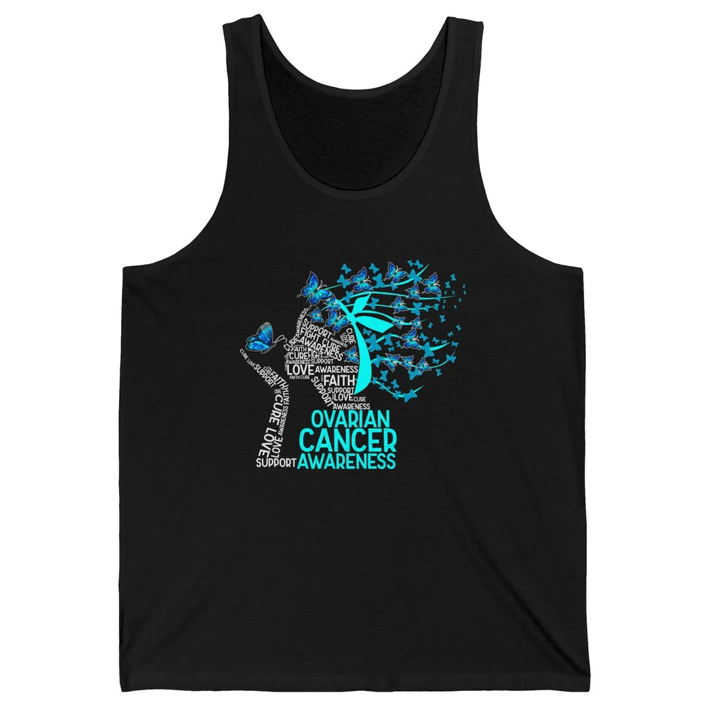Ovarian Cancer Awareness Hope Love Cure Teal Ribbon Unisex Jersey Tank