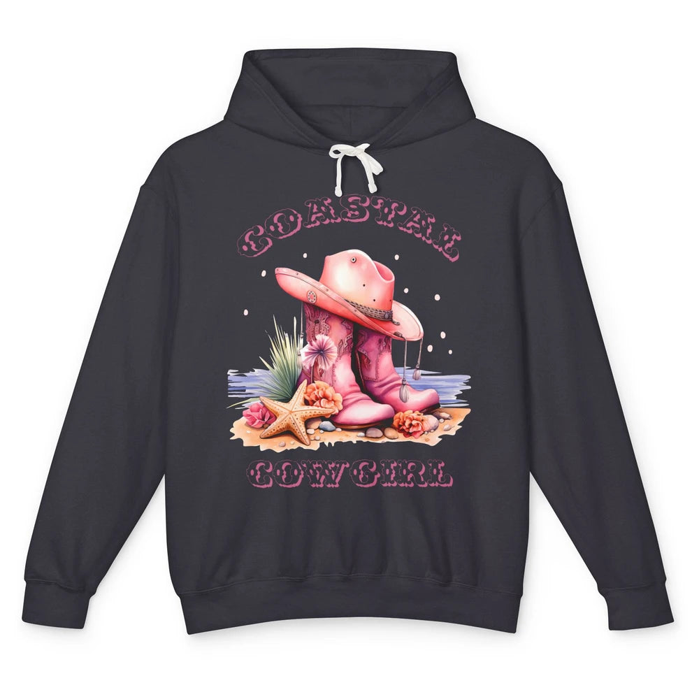 Retro Cowgirl Boots Coastal Cowgirl Western Country Beach Unisex Lightweight Hoodie
