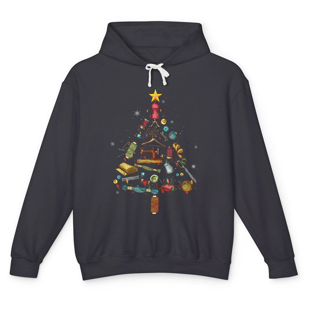 Merry Christmas Sewing Yarn Quilting Xmas Tree Sew Machine Unisex Lightweight Hoodie