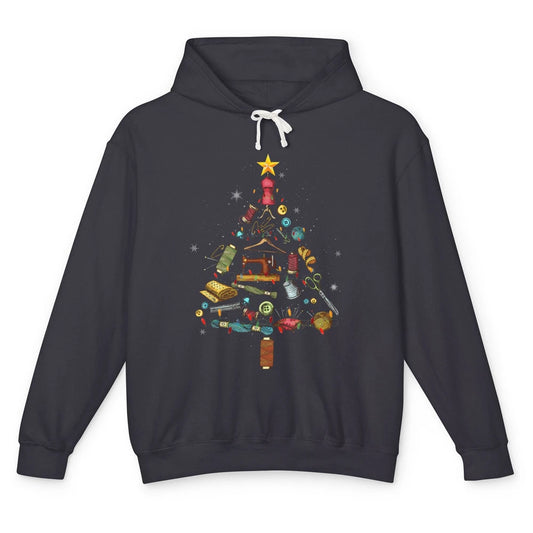Merry Christmas Sewing Yarn Quilting Xmas Tree Sew Machine Unisex Lightweight Hoodie