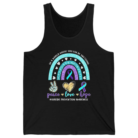 Peace Hope Love Rainbow Suicide Prevention Awareness Month Unisex Jersey Tank