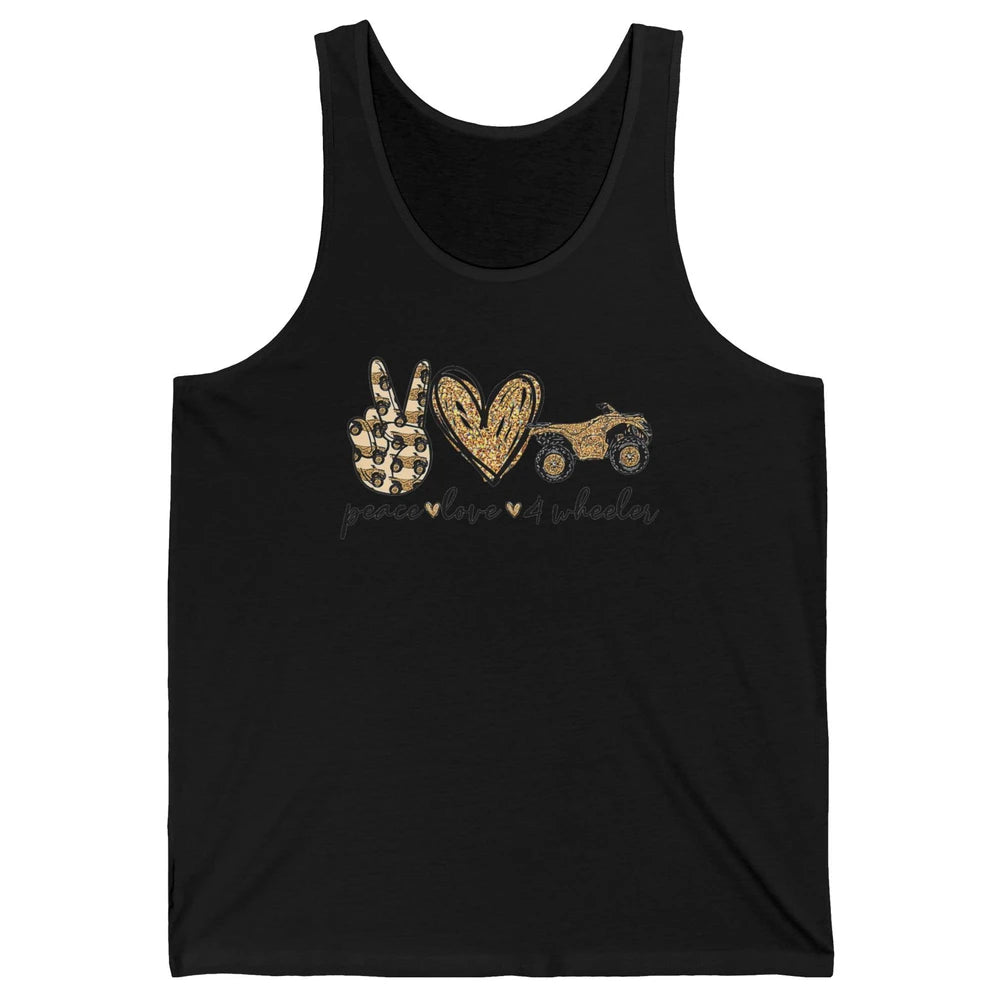 Peace Love 4 Wheeler Bikes ATV SXS Life Rider Offroad Heart Unisex Jersey Tank
