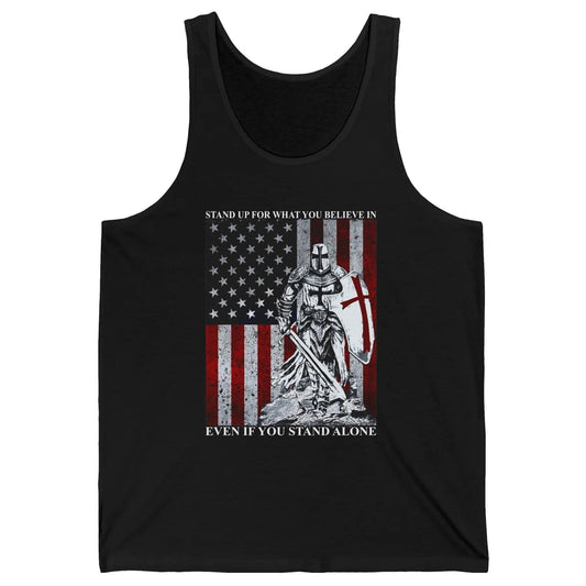 Retro Knight Templar US Flag Stand For What You Believe In Unisex Jersey Tank
