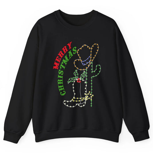 Retro Cowboy Merry Christmas Western Country Cowgirl Costume Unisex Crewneck Sweatshirt