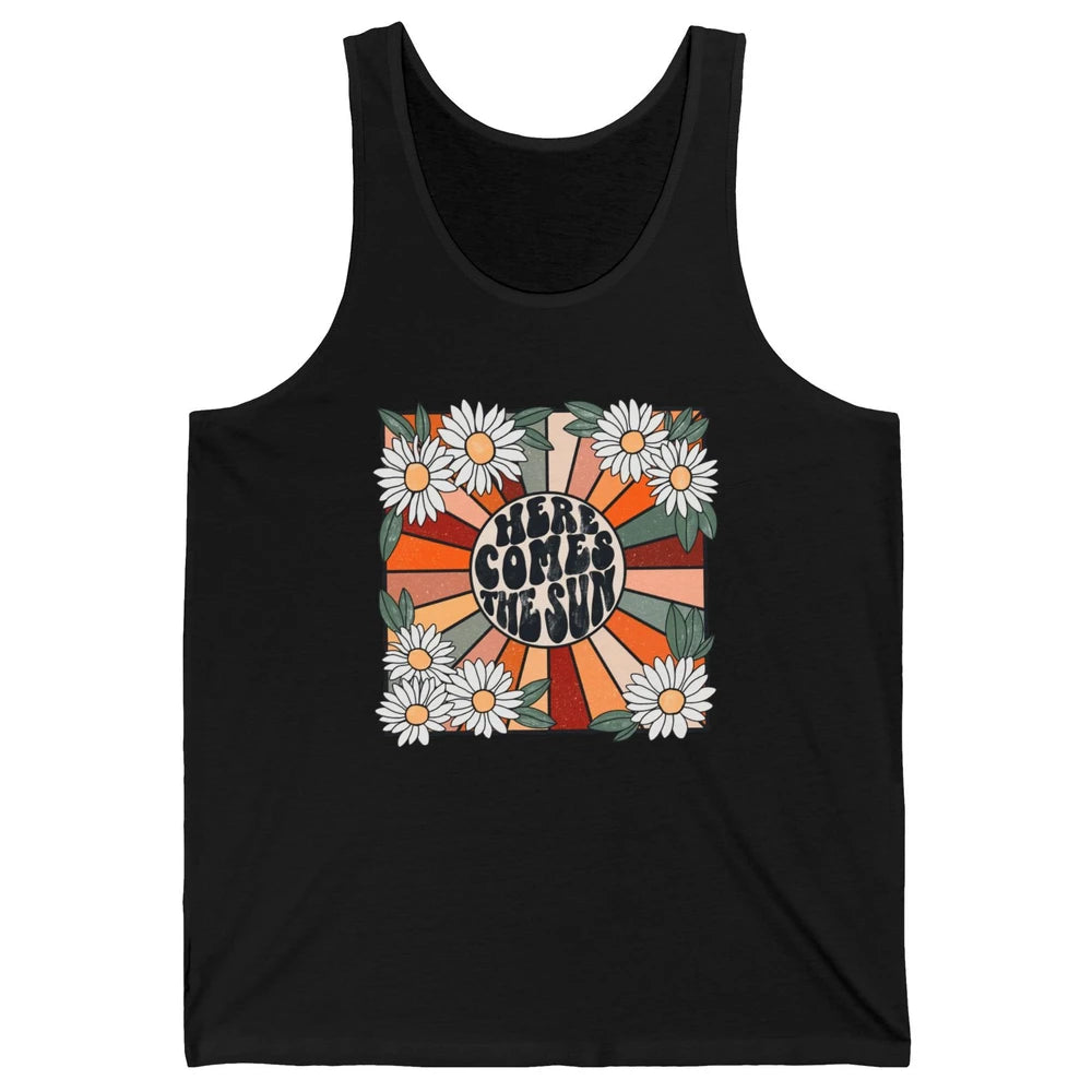 Retro Here Comes The Sun Sunshine Motivational Positive Mind Unisex Jersey Tank