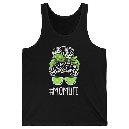 Mom Life Women Cannabis Weed Mom Lady Bun Unisex Jersey Tank