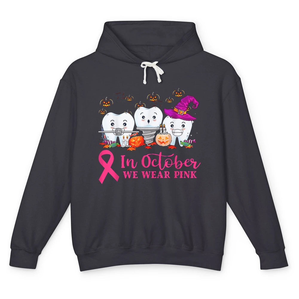Dental Dentist Teeth October Wear Pink Breast Cancer Month Unisex Lightweight Hoodie