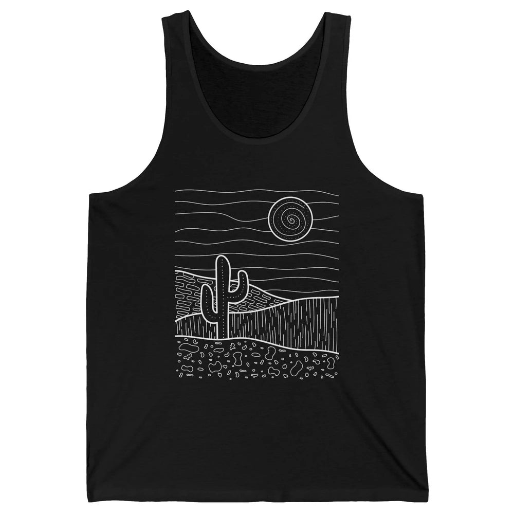Abstract Desert Cactus Sunset Western Country Minimalist Unisex Jersey Tank