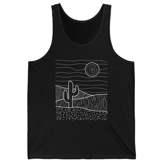 Abstract Desert Cactus Sunset Western Country Minimalist Unisex Jersey Tank