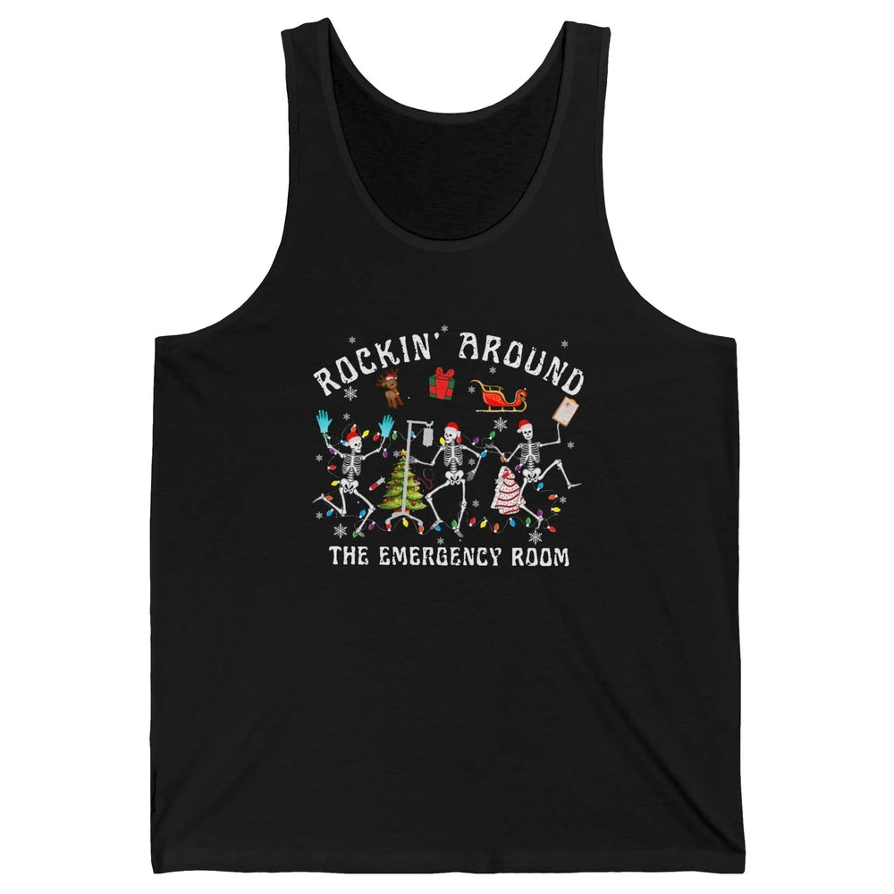 Merry Christmas Rocking Around Emergency Room Skeleton Nurse Unisex Jersey Tank