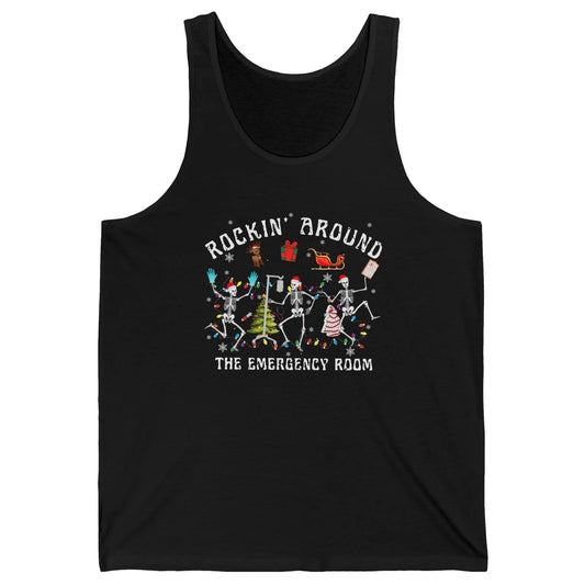 Merry Christmas Rocking Around Emergency Room Skeleton Nurse Unisex Jersey Tank