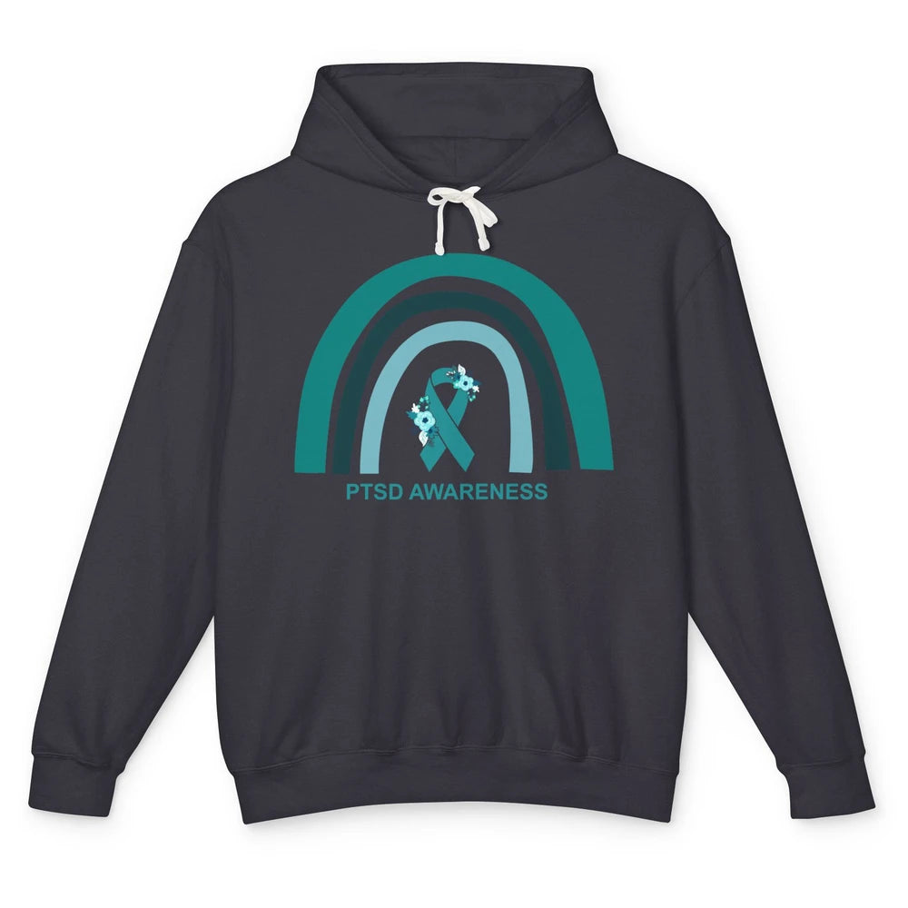 Post-traumatic Stress Disorder Awareness PTSD Teal Ribbon Unisex Lightweight Hoodie