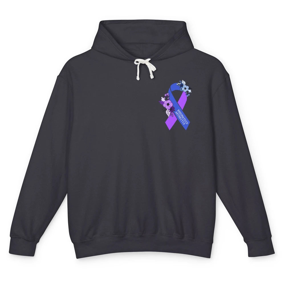 Rheumatoid Arthritis RA Awareness Support Blue Purple Ribbon Unisex Lightweight Hoodie