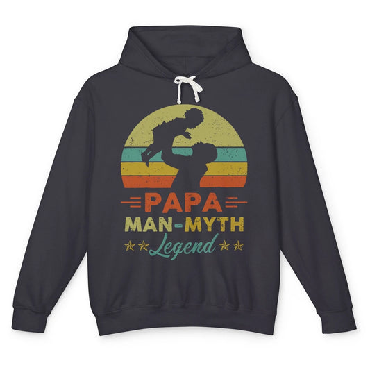 Papa Man Myth Legend Fathers Day Vintage Unisex Lightweight Hoodie