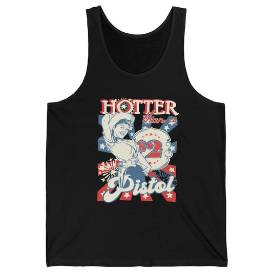 Retro Cowgirl Hotter Than A 2 Dollar Pistol Western Country Unisex Jersey Tank