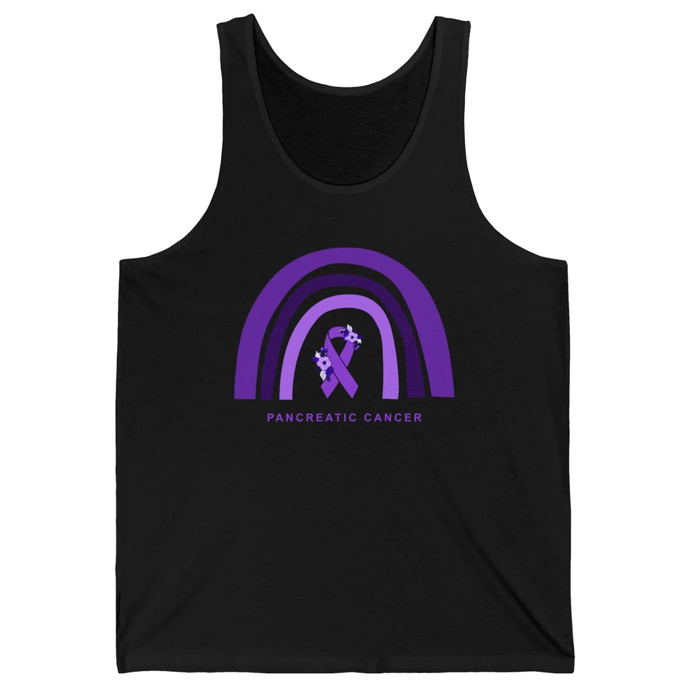 Pancreatic Cancer Awareness Floral Purple Ribbon Rainbow Unisex Jersey Tank