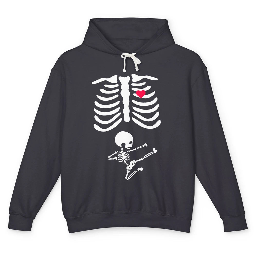 Pregnant Halloween Skeleton Naughty Baby Boy Pumpkin Costume Unisex Lightweight Hoodie