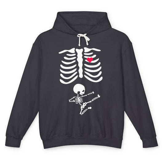 Pregnant Halloween Skeleton Naughty Baby Boy Pumpkin Costume Unisex Lightweight Hoodie
