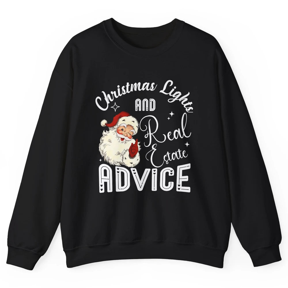Merry Christmas Xmas Lights Santa Realtor Real Estate Advice Unisex Crewneck Sweatshirt