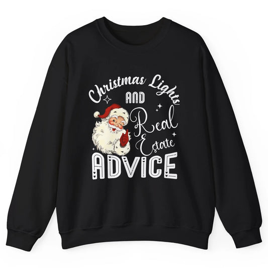 Merry Christmas Xmas Lights Santa Realtor Real Estate Advice Unisex Crewneck Sweatshirt