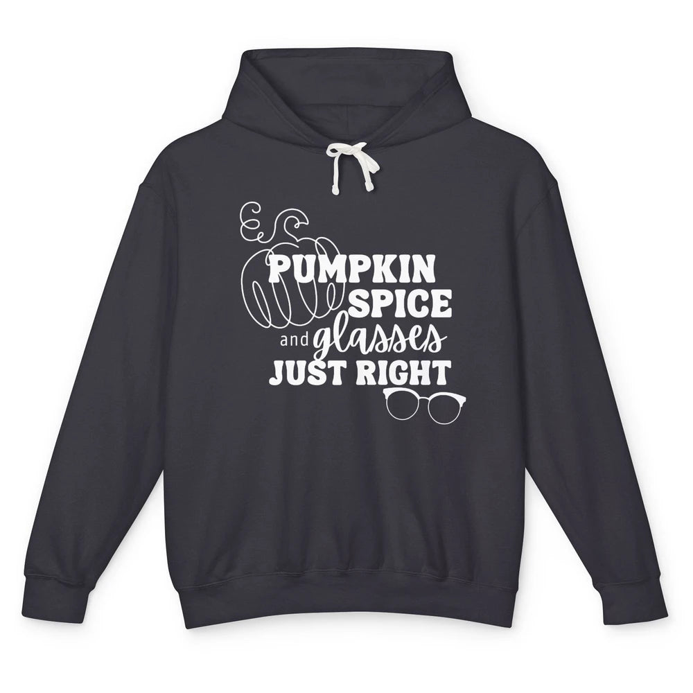 Optometrist Pumpkin Spice Glasses Just Right Optician Fall Unisex Lightweight Hoodie