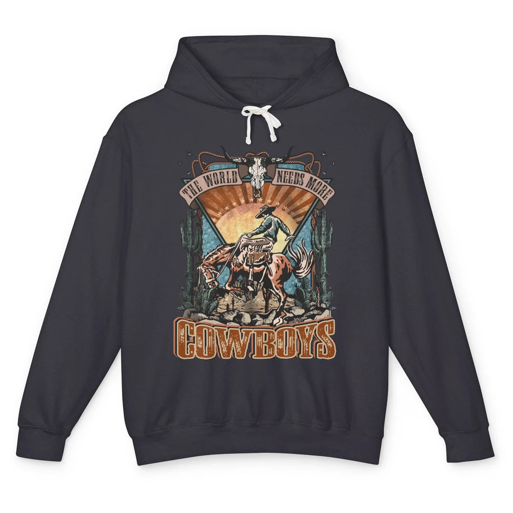 Retro Desert Cowboy Horsing World Needs More Cowboy Western Unisex Lightweight Hoodie
