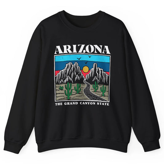 Retro Arizona Cactus Mountain The Grand Canyon State Hiking Unisex Crewneck Sweatshirt