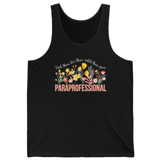 Para Teacher Teach Love Student Wildflower Paraprofessional Unisex Jersey Tank