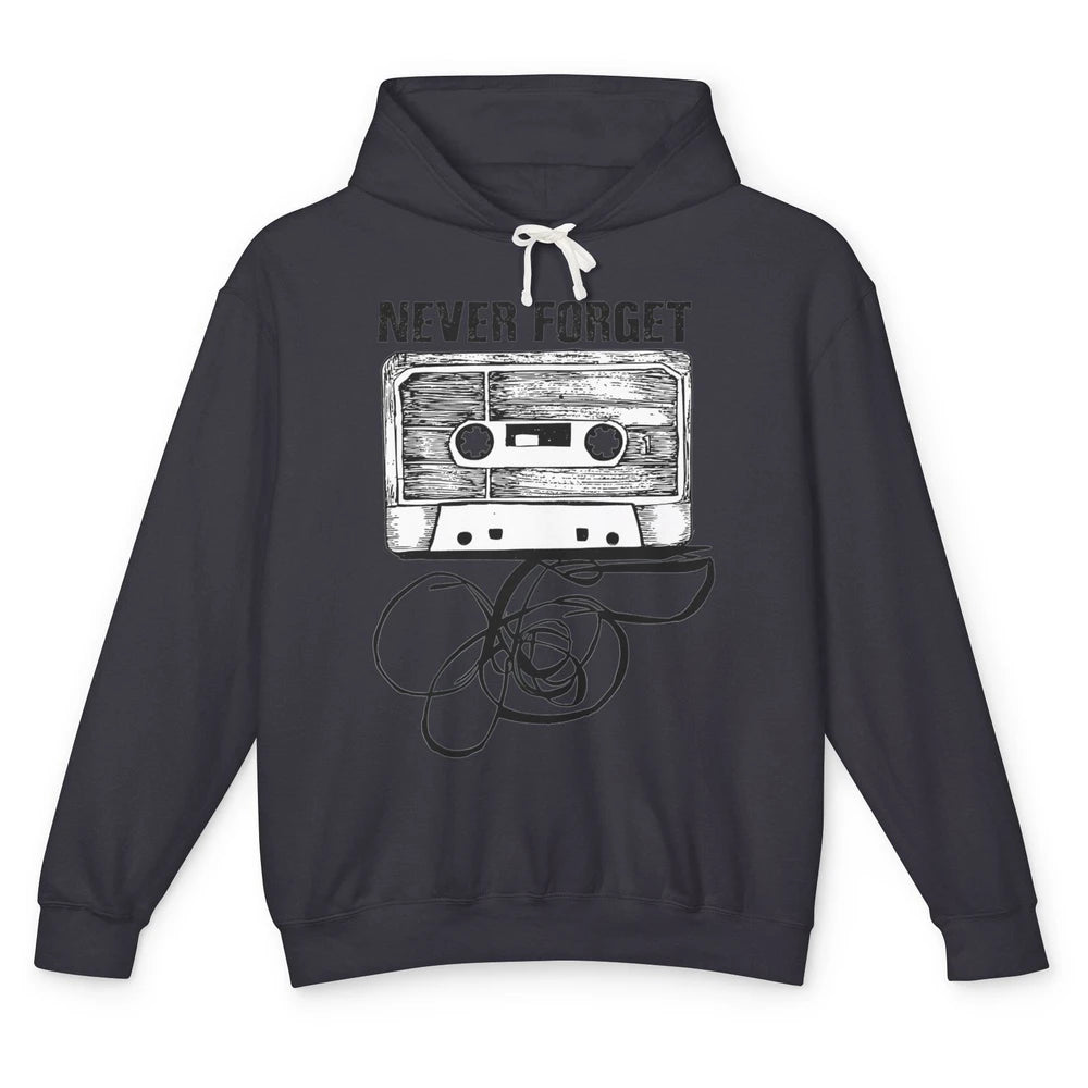 Retro 70s 80s 90s Never Forget Tape Cassette Pencil Music Unisex Lightweight Hoodie