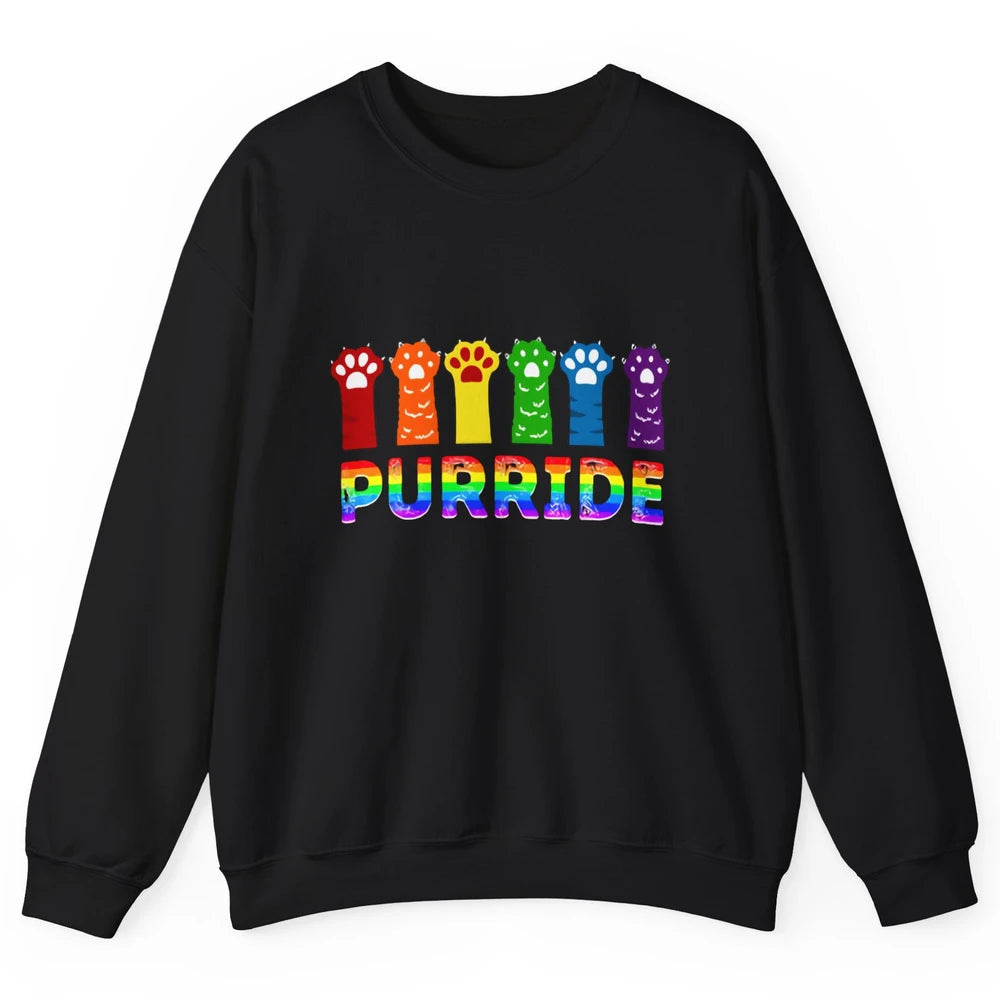 Purride Funny Cat Lover LGBT Pride Awareness Gift LGBT Month Unisex Crewneck Sweatshirt