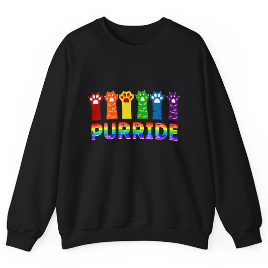 Purride Funny Cat Lover LGBT Pride Awareness Gift LGBT Month Unisex Crewneck Sweatshirt