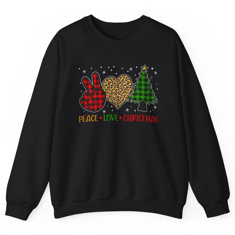 Peace Love Christmas Cute Christmas Heart Plaid Xmas Gift Unisex Crewneck Sweatshirt