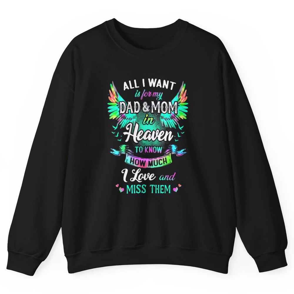 My Mom And Dad In Heaven Angel Wings Mother Memories Forever Unisex Crewneck Sweatshirt