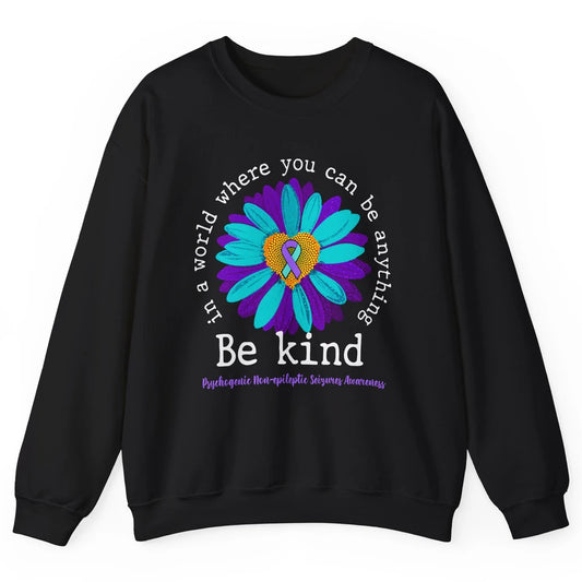 PNES Awareness Purple Teal Ribbon Sunflower Be Kind Unisex Crewneck Sweatshirt
