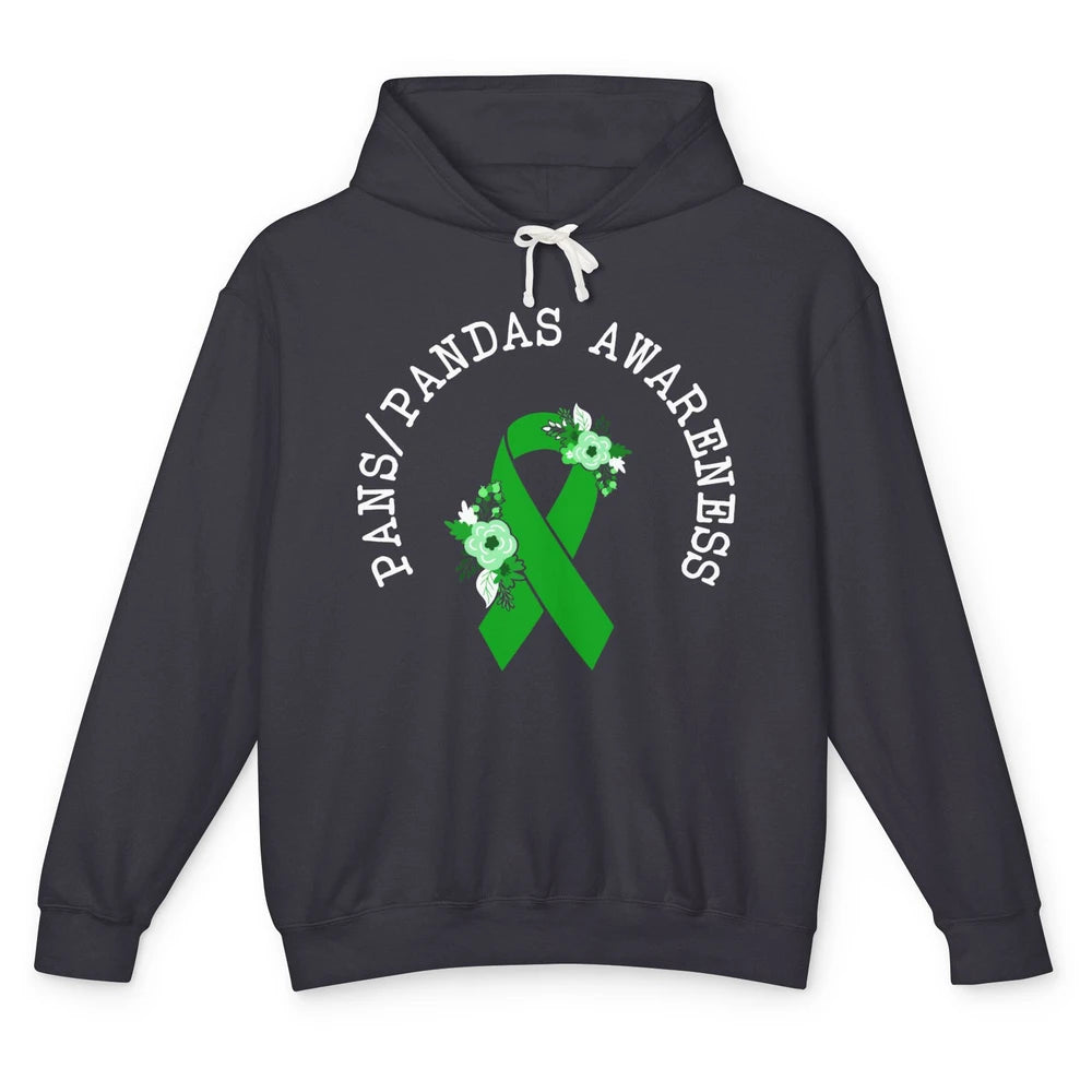 PANS/PANDAS Awareness Floral Green Ribbon Pans Disease Unisex Lightweight Hoodie