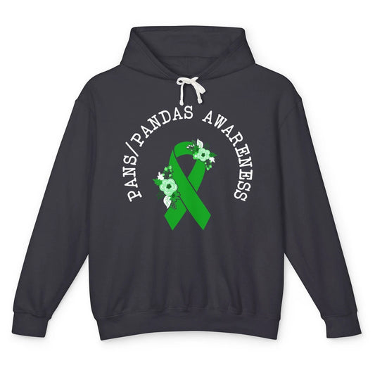 PANS/PANDAS Awareness Floral Green Ribbon Pans Disease Unisex Lightweight Hoodie
