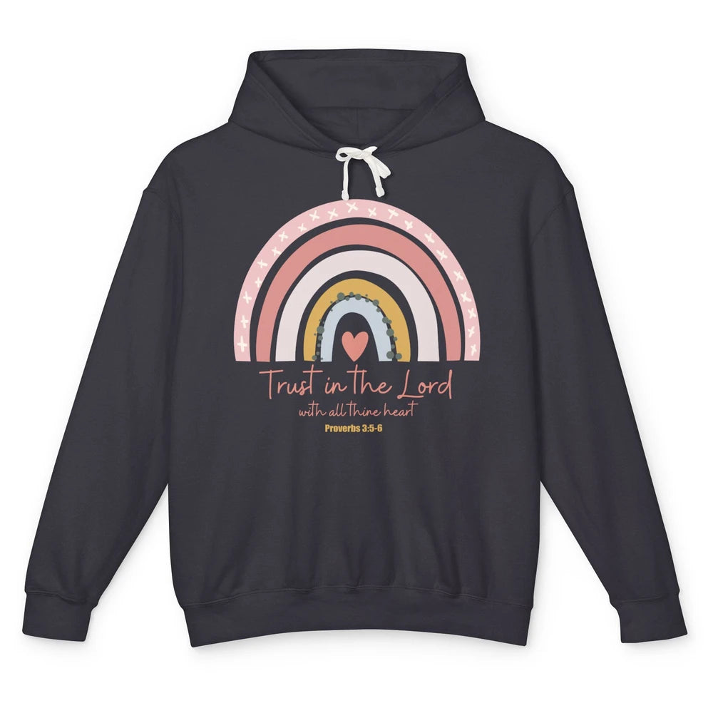 Rainbow Trust In The Lord With All Heart Christian Religious Unisex Lightweight Hoodie