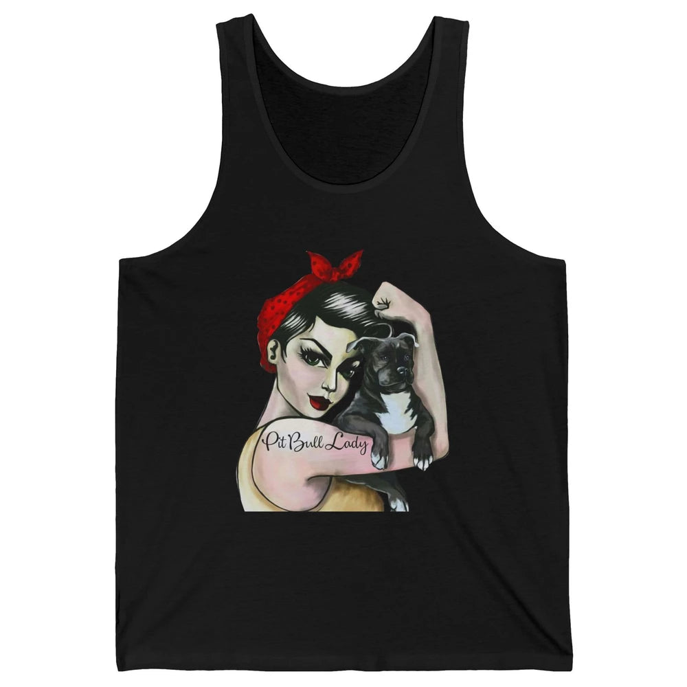 Pit Bull Lady Pit Bull Mom Dog Mom Bandana Dog Lovers Gift Unisex Jersey Tank