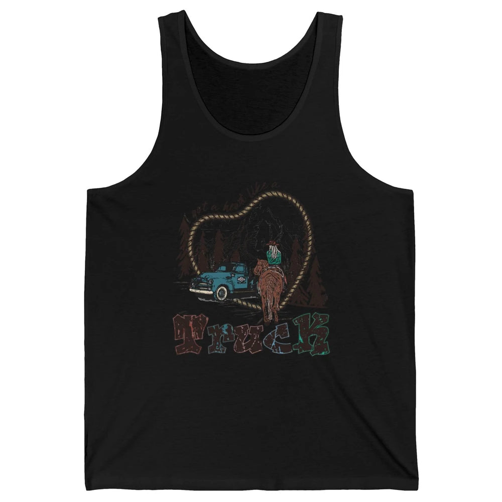 Retro Cowgirl Riding Got A Heart Like Truck Western Country Unisex Jersey Tank