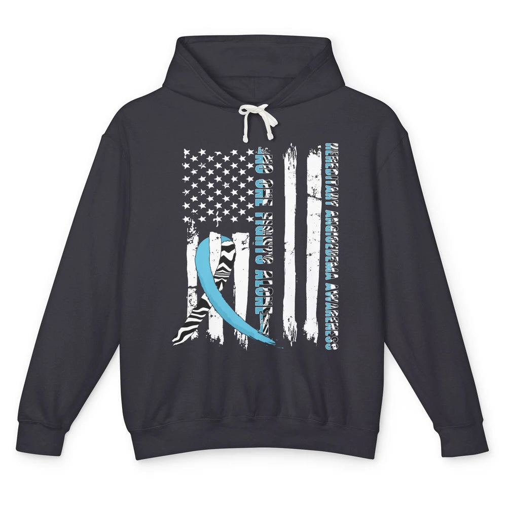 Retro Hereditary Angioedema No One Fight Alone Zebra Ribbon Unisex Lightweight Hoodie