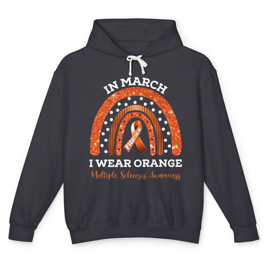 Multiple Sclerosis Awareness In March We Wear Orange Rainbow Unisex Lightweight Hoodie