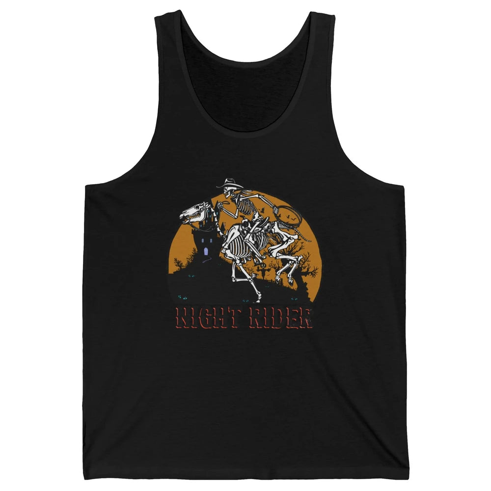 Cowboy Skeleton Bucking Horse Night Rider Western Halloween Unisex Jersey Tank