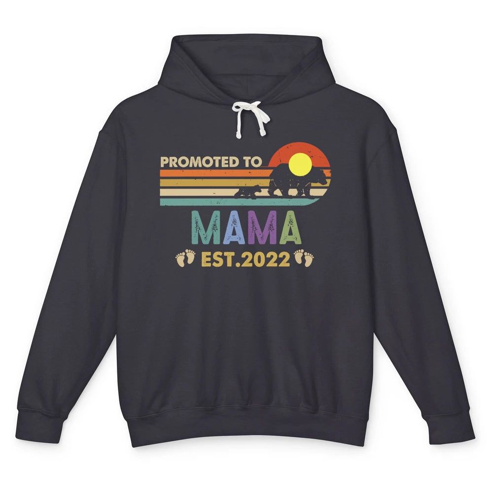 Retro Mama Bear Promoted To Mama Est 2022 First Mothers Day Unisex Lightweight Hoodie