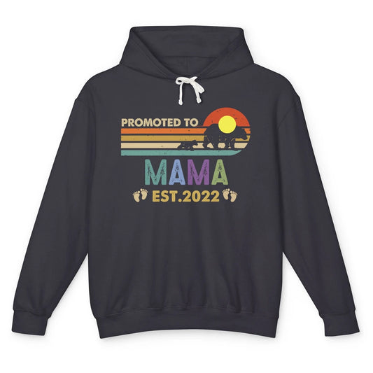 Retro Mama Bear Promoted To Mama Est 2022 First Mothers Day Unisex Lightweight Hoodie