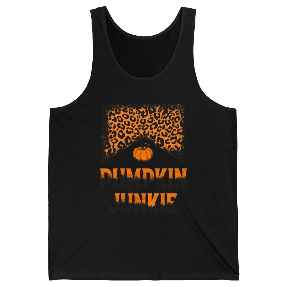 Retro Pumpkin Junkie Leopard Thanksgiving Western Country Unisex Jersey Tank